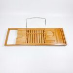 Adjustable Bamboo Two-Piece Bath Caddy Tray with Anti-Slip Design Modern Style Eco-Friendly for Bathroom Use