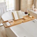 Adjustable Bamboo Two-Piece Bath Caddy Tray with Anti-Slip Design Modern Style Eco-Friendly for Bathroom Use - Image 2
