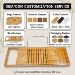 Adjustable Bamboo Two-Piece Bath Caddy Tray with Anti-Slip Design Modern Style Eco-Friendly for Bathroom Use - Image 3