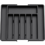 Adjustable Flatware and Cutlery Holder Compact Plastic Storage for Spoons Forks Knives Large Bamboo Tray Organizer - Image 2