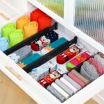 Bamboo 4-Pack Adjustable Drawer Organization Inserts for Clothes, Kitchen Utensils, and Separators Expandable Dresser Dividers