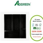 Bamboo Adjustable Expandable Drawer Organizer Set with Varnished Finish for Kitchen & Bathroom Storage (1x5PCS Black)