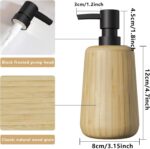 Bamboo Bathroom Accessory Sets 4PCS-Soap Dish Dispenser Tray & Mouthwash Cup (Modern Design) for Home Office Hotel - Image 3