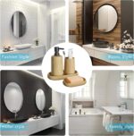 Bamboo Bathroom Accessory Sets 4PCS-Soap Dish Dispenser Tray & Mouthwash Cup (Modern Design) for Home Office Hotel - Image 2