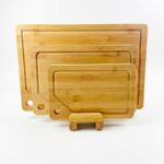 Bamboo Cutting Boards Set for Kitchen Cheese Charcuterie Chopping Board with Holder Serving Tray with Juice Groove Butcher Block