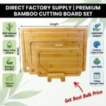 Bamboo Cutting Boards Set for Kitchen Cheese Charcuterie Chopping Board with Holder Serving Tray with Juice Groove Butcher Block - Image 2