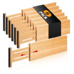 Bamboo Drawer Divider Expandable Adjustable Non-Slip Drawer Organizer for Kitchen Bedroom Office Wholesale Set of 6