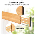 Bamboo Drawer Divider Expandable Adjustable Non-Slip Drawer Organizer for Kitchen Bedroom Office Wholesale Set of 6 - Image 2
