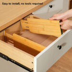 Bamboo Drawer Divider Expandable Adjustable Non-Slip Drawer Organizer for Kitchen Bedroom Office Wholesale Set of 6 - Image 3