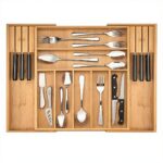 Bamboo Drawer Organizer Knife Blocks Silverware Utensil Cutlery Tray Dividers 7-9 Slots Premium Kitchen Utensils Flatware