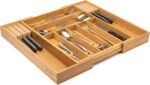 Bamboo Drawer Organizer Knife Blocks Silverware Utensil Cutlery Tray Dividers 7-9 Slots Premium Kitchen Utensils Flatware - Image 3