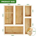 Bamboo Drawer Organizer Set 5 PCS Stackable Multi-Use Storage Trays for Kitchen Bathroom Office Desk-Makeup Jewelry Utensils - Image 2
