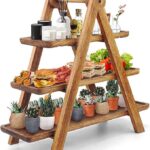 Bamboo Floating Shelves Single Tier 36 Inches Long A4 Deep Eco-Friendly Modern Kitchen Storage with Removable Dividers