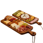 Bamboo Natural Wooden Cheese Board with Handle-Food Safe Serving Paddle for Home & Party Use