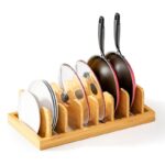 Bamboo Non-Folding Standing Storage Rack for Kitchen Use Dish Bowl Holder Single Tier Durable Sustainable Punch-Free