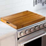 Bamboo Noodle Board Stove Cover with Built-in Handles 3-in-1 Stove Top Cover with Juice Grooves Durable & Sustainable