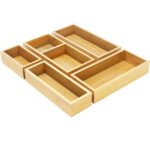 Bamboo Rectangle Eco-Friendly Drawer Organizer Storage Box Set Multi-Use for Kitchen Bathroom Office Jewelry Food Storage - Image 3