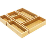 Bamboo Rectangle Eco-Friendly Drawer Organizer Storage Box Set Multi-Use for Kitchen Bathroom Office Jewelry Food Storage