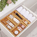 Bamboo Rectangle Eco-Friendly Drawer Organizer Storage Box Set Multi-Use for Kitchen Bathroom Office Jewelry Food Storage
