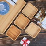 Bamboo Square Bowls Set 4-Inch 4-Piece Eco-Friendly Reusable Customized Color Logo Serving Bowls for Snacks Desserts Dinner