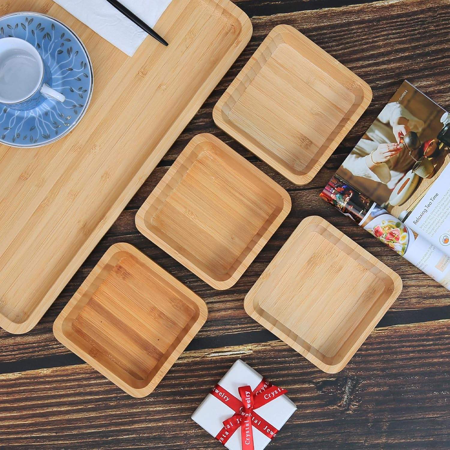 Bamboo Square Bowls Set 4-Inch 4-Piece Eco-Friendly Reusable Customized Color Logo Serving Bowls for Snacks Desserts Dinner03 Bamboo Square Bowls Set 4-Inch 4-Piece Eco-Friendly Reusable Customized Color Logo Serving Bowls for Snacks Desserts Dinner - Image 1