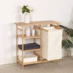 Bathroom Folding Storage Rack Toilet Basin Bamboo Four-Tier Tripod Floor-Stand Modern Design Home Organizers Sustainable Durable