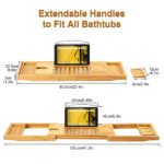 Best Selling Luxury Premium Bamboo Wood Bath Trays with Reading Rack Home Soap Holder Tray Bathtub Caddy Premium Bathroom Sets - Image 2