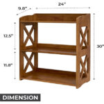 Brown Natural Wood 2-Tier Freestanding Modern Multi-functional Space-Saving Home Furniture Bookcase for Bedroom Living Room - Image 3