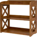 Brown Natural Wood 2-Tier Freestanding Modern Multi-functional Space-Saving Home Furniture Bookcase for Bedroom Living Room - Image 2