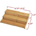Classics Bamboo Premium Wood 3-Tier Flexible Modern Step Shelf Spice & Seasoning Storage Rack Organizer for Kitchen - Image 2