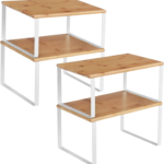 Cloud White Natural Beige Expandable Metal Engineered Wood 4-Piece Kitchen Counter Cabinet Organizer Rack Storage Holders Racks