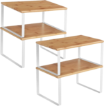 Cloud White Natural Beige Expandable Metal Engineered Wood 4-Piece Kitchen Counter Cabinet Organizer Rack Storage Holders Racks
