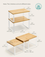 Cloud White Natural Beige Expandable Metal Engineered Wood 4-Piece Kitchen Counter Cabinet Organizer Rack Storage Holders Racks - Image 2