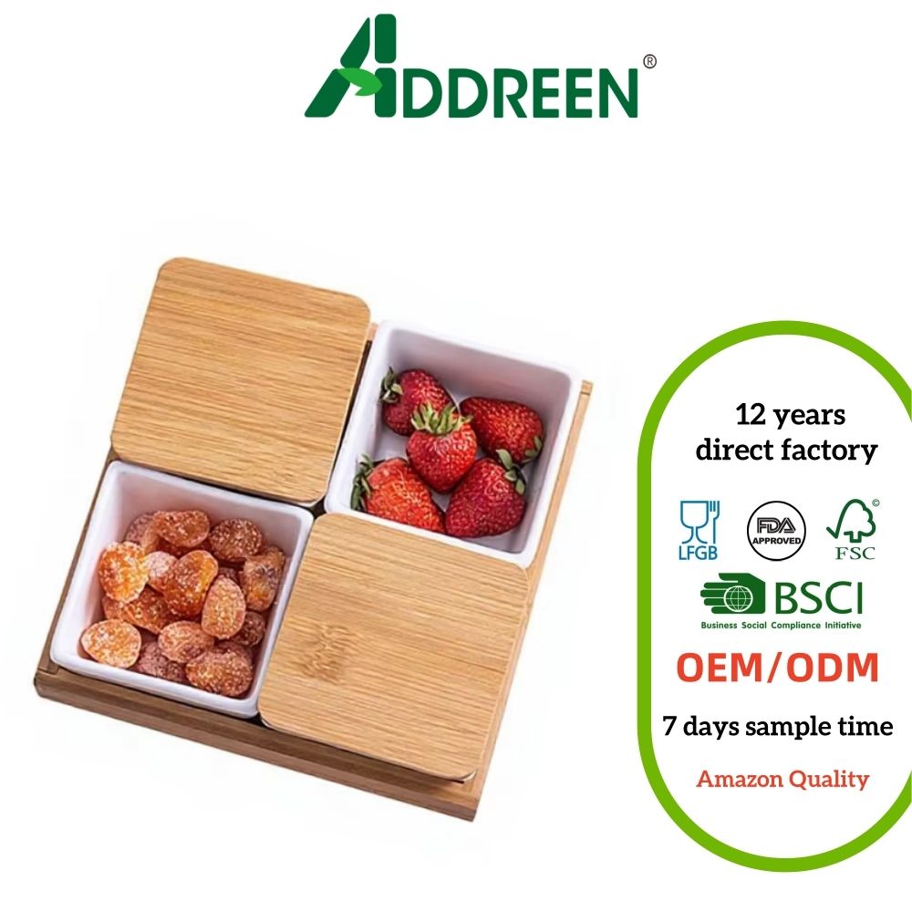 Creative Bamboo Minimalist White Divided Snack Tray Lid Wedding Dessert Nuts Dried Fruit Sauce Holder Storage Container01 Creative Bamboo Minimalist White Divided Snack Tray Lid Wedding Dessert Nuts Dried Fruit Sauce Holder Storage Container - Image 1