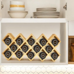 Criss-Cross Bamboo Sustainable Four-Tier Non-Folding Free-Standing Kitchen Spice Rack Organizer