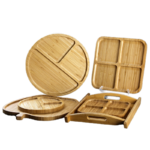 Custom Logo Eco-Friendly Bamboo Round Tray Breakfast and Dessert Serving Dish for Hotels and Kitchen Tableware Dinnerware - Image 2