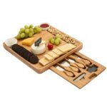 Customized Bamboo Charcuterie Board Cheese Board Set with Cutlery in Drawer Multifunction Kitchen Tableware