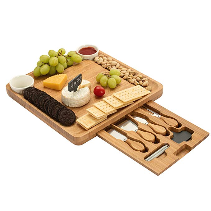 Customized Bamboo Charcuterie Board Cheese Board Set with Cutlery in Drawer Multifunction Kitchen Tableware01 Customized Bamboo Charcuterie Board Cheese Board Set with Cutlery in Drawer Multifunction Kitchen Tableware - Image 1