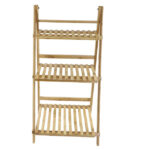 Customized Logo Three-Layer Eco-friendly Glossy Modern Bamboo Flower Pot Rack Easy Clean Foldable Storage Display Stand Outdoor - Image 2