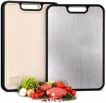 Double Sided Cutting Board Pure Titanium Wheat Straw Surface Non Slip Dishwasher Safe Built-In Handle Chopping Board - Image 2
