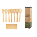 Eco-Friendly Bamboo Kitchen Utensils Set Non-Stick Cooking Spatula Tool with Holder Accessory Tool Sets for Kitchens
