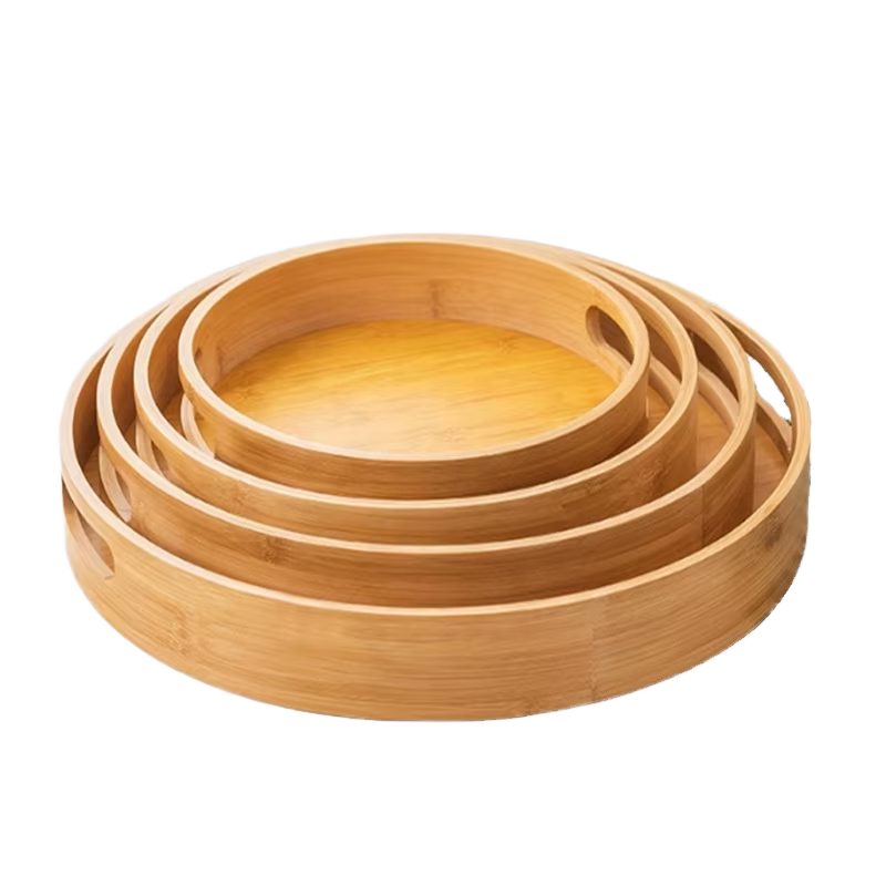 Eco-Friendly Bamboo Round Tea Cup Plate Dish Tray Elegant Tableware with Handles for Hotel Dinner Party Occasions01 Eco-Friendly Bamboo Round Tea Cup Plate Dish Tray Elegant Tableware with Handles for Hotel Dinner Party Occasions - Image 1