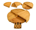Eco-Friendly CE Certified Cheese Bamboo Board with 4-Piece Bamboo Cutlery Set and Customized Size Charcuterie Board