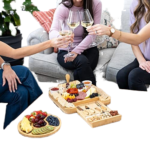 Eco-Friendly Customizable Wedding Bamboo Cheese Board Set 4-Piece Knife Box Dishwasher Safe Rectangle Design for Kitchen Use - Image 3