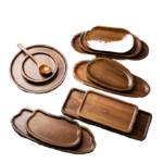 Eco-Friendly Oval Serving Tray Decorative Wood Plate Dish for Tea Fruit Vegetables Home Bread Cake Tableware for Presents