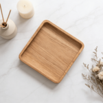 Eco-Friendly Solid Wood Engraved Modern Luxury Tableware Dessert Plate Snack Tray Parties Serving Dried Fruits