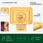 Extra Large Rectangle Bamboo Sustainable Chopping Block Cheese Board Knife Set Charcuterie Serving Tray - Image 2