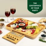 Extra Large Rectangle Bamboo Sustainable Chopping Block Cheese Board Knife Set Charcuterie Serving Tray - Image 3