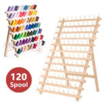 Foldable Wood Organizer Rack with 120 Spools Wall Mount Sewing Storage Holder for Cone Embroidery Machine Sewing Storage Rack - Image 2