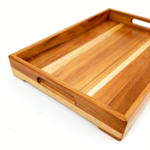 Handcrafted Polished Teak Wood Cartoon Tray Mortise-Tenon Joinery Carved Handles Serving Platter Party Home Decor Wholesale - Image 2